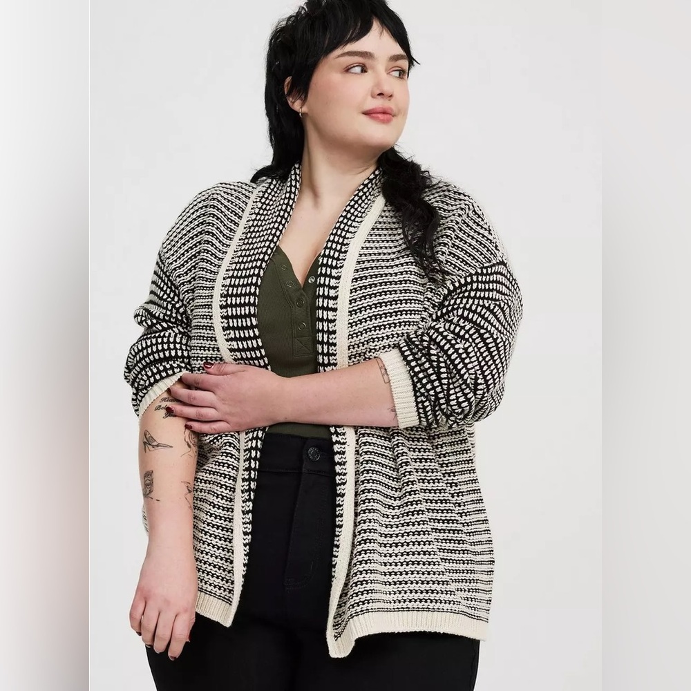 Torrid Black‎ and Cream Women's Cardigan